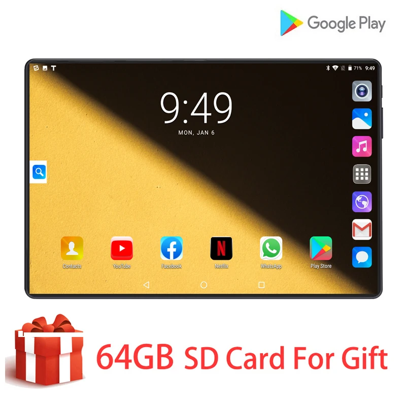 10 1 дюймов планшетный ПК Android 9 0 в мобильный телефон WiFi Bluetooth 6G/128GB Восьмиядерный
