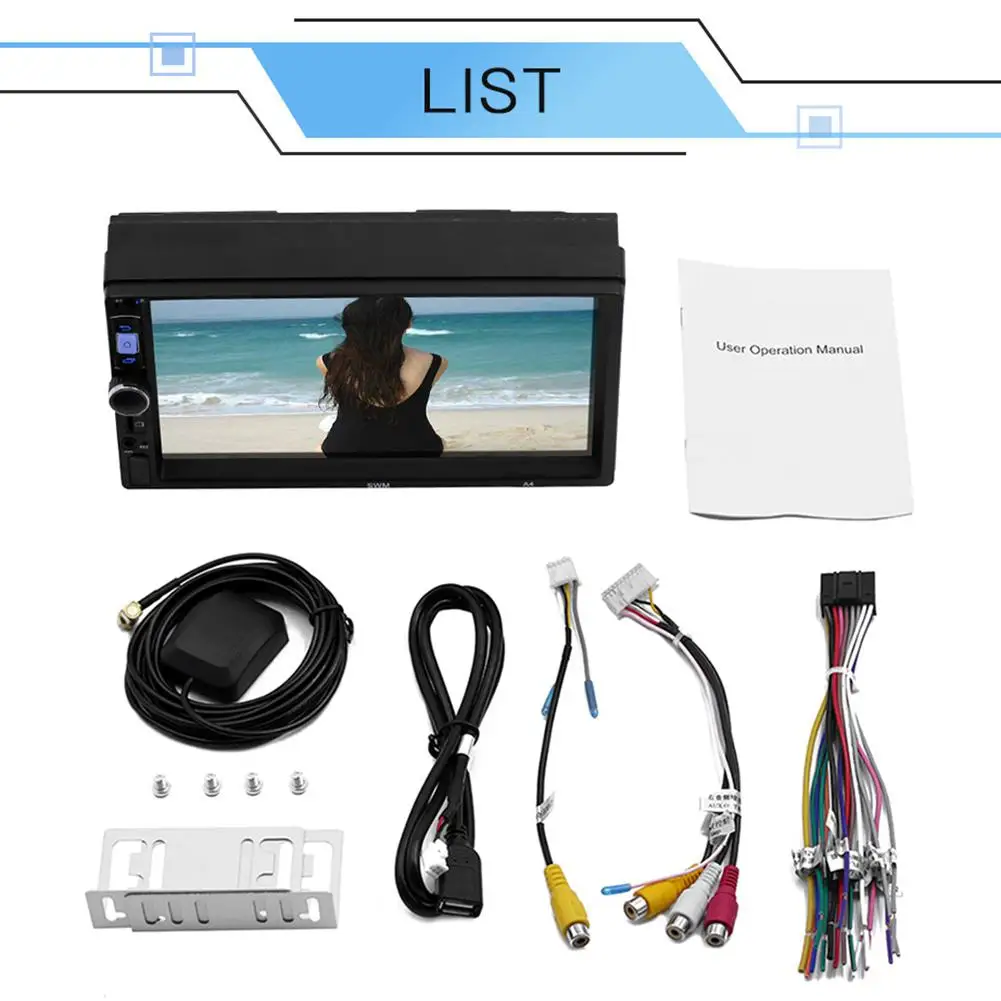 SWM A4 2 Din Car Radio 7" Touch Screen Android 8.1 MP5 Player GPS Navigation Bluetooth WiFi USB HD Multimedia | Автомобили и