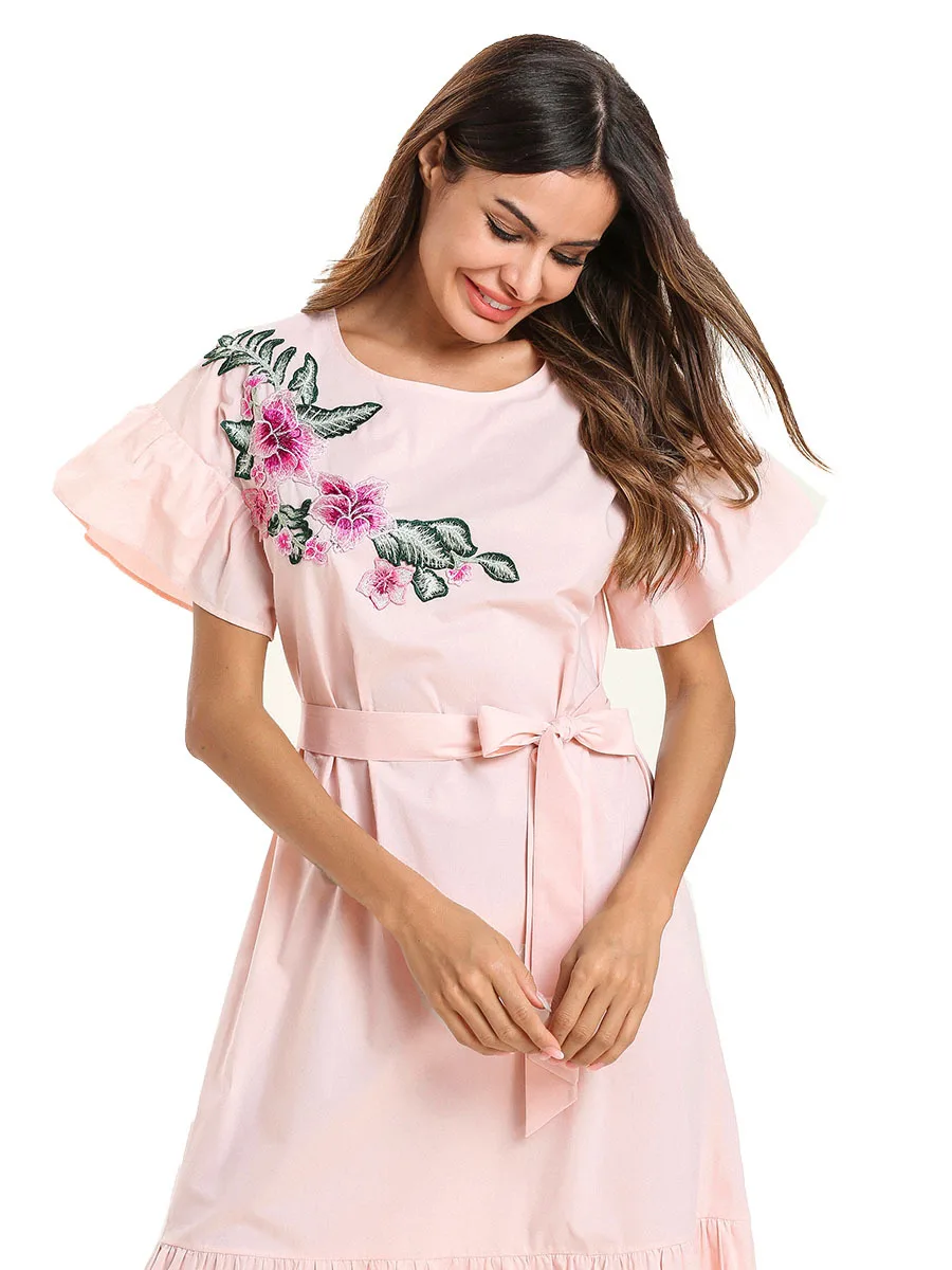 Abaya турецкий марокканский кафтан Простой Модный вышитый с оборками короткий