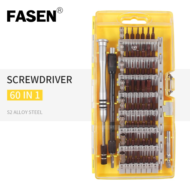 Screwdriver Set, 60 in 1 Precision S2 Steel Screwdriver Kit with 56 Screwdriver Bits, Electronics Repair Tool Kit