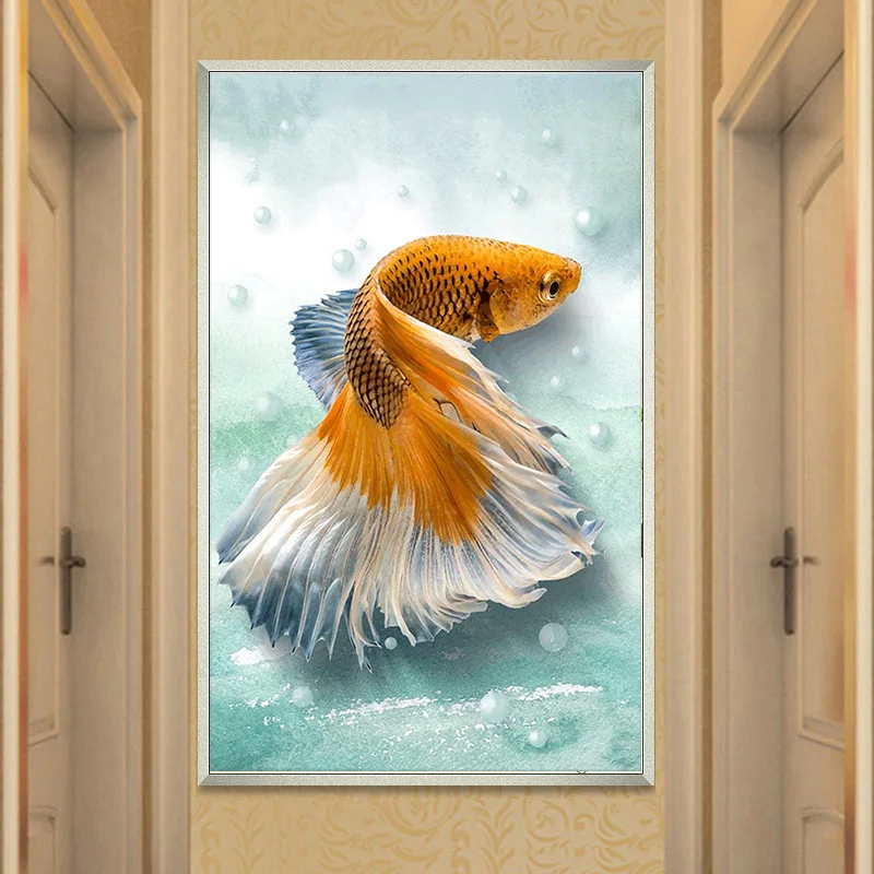 Алмазная вышивка рыба Рисунок мозаики полная картина Стразы круглая домашний