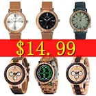 Часы наручные BOBO BIRD Мужскиеженские с деревянным ремешком, модные роскошные светящиеся с кожаным ремешком, отличный подарок