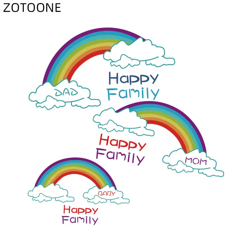 ZOTOONE большой Размеры родителей детская нашивка с помощью утюга Радуга виниловые