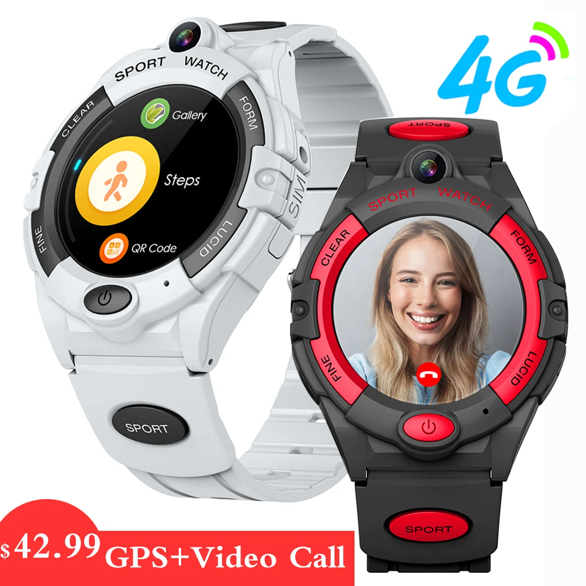 Детские Смарт часы 4G GPS трекер i10 с видеозвонком Wi Fi Sim карта Серебристая батарея 680