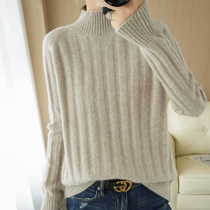 

Новинка весна-осень 2021, кардиган, Женская водолазка, Женская водолазка, кашемировый вязаный базовый свитер с высоким воротником