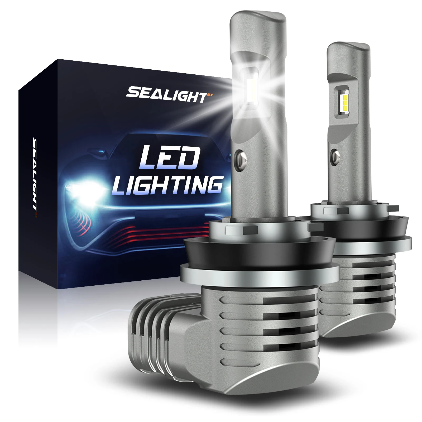 SEALIGHT 2 шт. H8 H9 H11 светодиодная фара лампа 6000K белая Автомобильная ближнего/дальнего