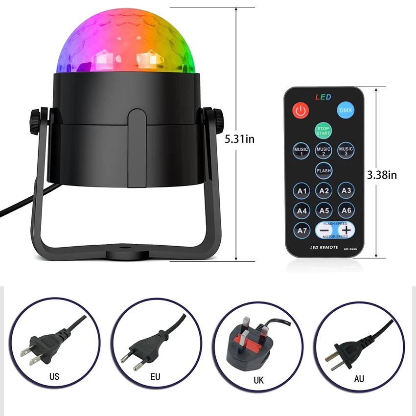 

7 цветов звуковая активация светодиодный стробоскоп для сценического освещения светильник s эффект вечерние светильник s диско шар светиль...