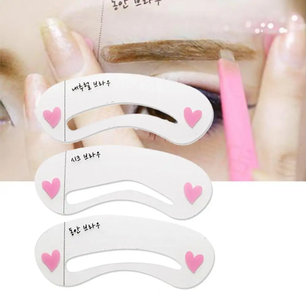 

3Pcs Wholesale Eyebrow Stencils Set Assistant Silicone Practical Eyebrow Stencil Molds Makeup Novice