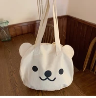 canvas tote bag women designer handbags 2021 shoppers purses fashion casual cute cartoon printed bear double sided shoulder bags