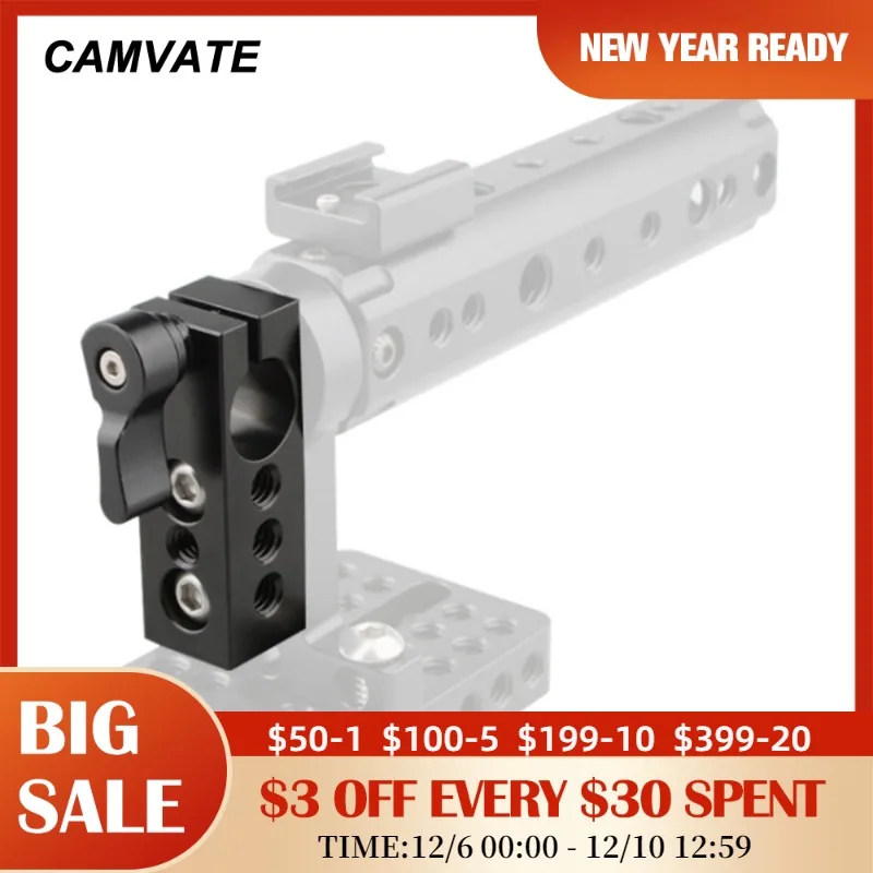 

CAMVATE Standard 15mm Single Rod Clamp With For 1/4"Thread Holes For DSLR Camera Shoulder Mount Rig 15mm Rail Rod Support System