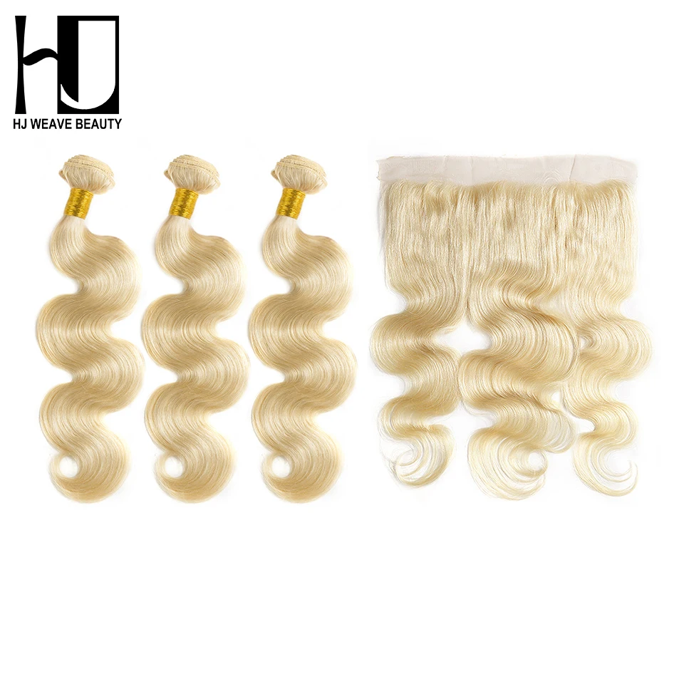 HJ Weave beauty 7A Virgin Hair 613 светлые бразильские волосы пучки волнистых волос с