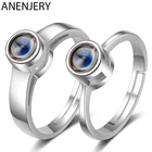 Мужские и женские кольца ANENJERY, простые кольца для пар из стерлингового серебра 925 пробы, S-R472