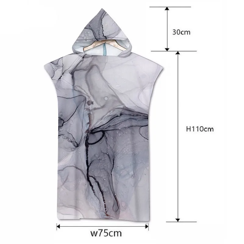 Пляжное полотенце с капюшоном из микрофибры мраморным принтом | Спорт и