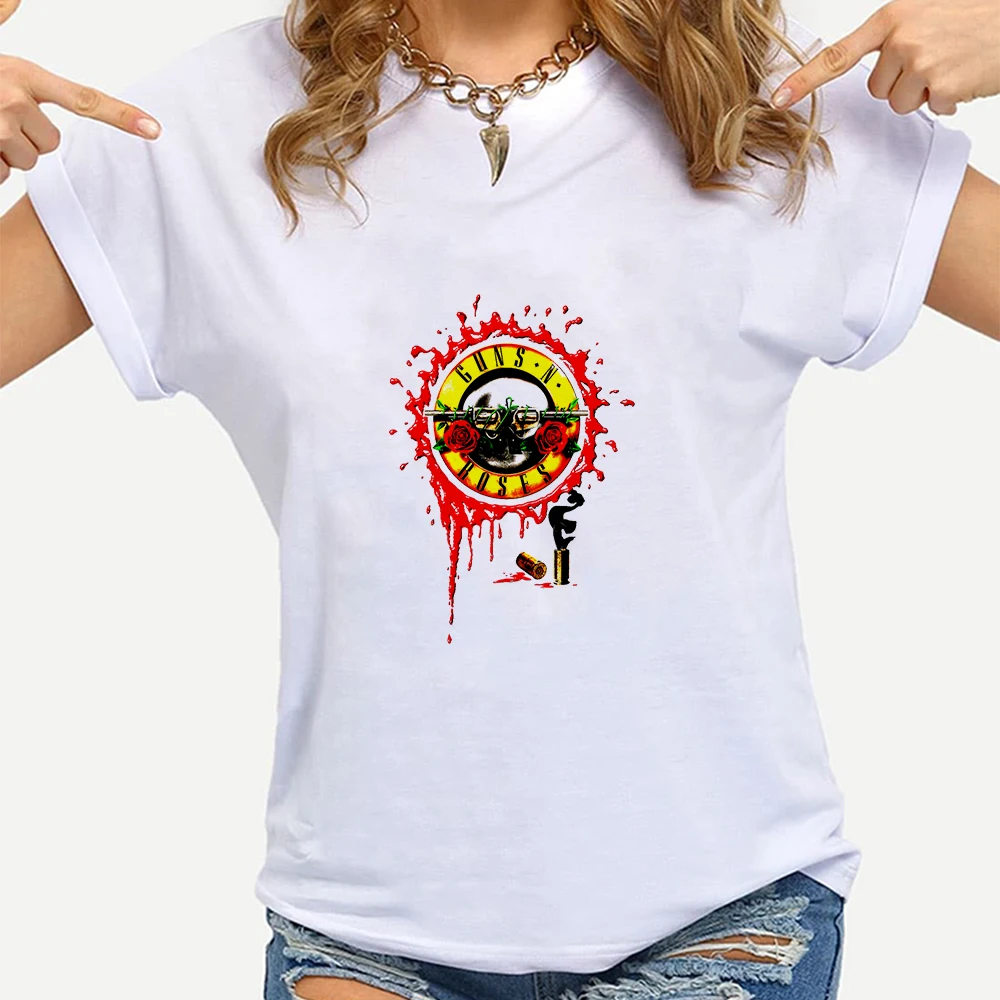 

Guns N' Roses Printed T Shirt Women Rock Hipster Cool Ladies Clothes Harajuku Punk Summer Top Tee Ropa Aesthetic Grunge Tshirt