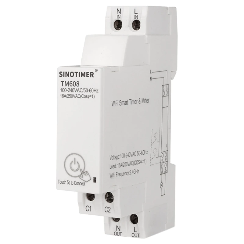 

TM608 Single Phase WIFI Home Energy Meter with Timer Switch Remote Control by APP Multi-functional Voltage Current Timing C7AC