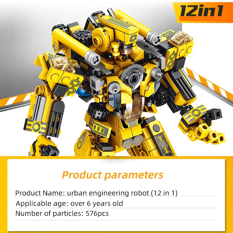 576pcs City 12In1 Creative Engineering Deformation Robot Building Blocks Educational Transformation Brick Toys For Children Gift | Игрушки и