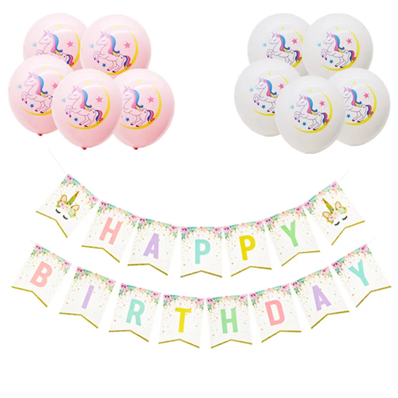 Единорог с днем рождения баннер номер шары украшения товары для вечеринки