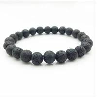 natural black lava rock beads fashion bracelet women mens strand healing balance chakra yoga bracelet