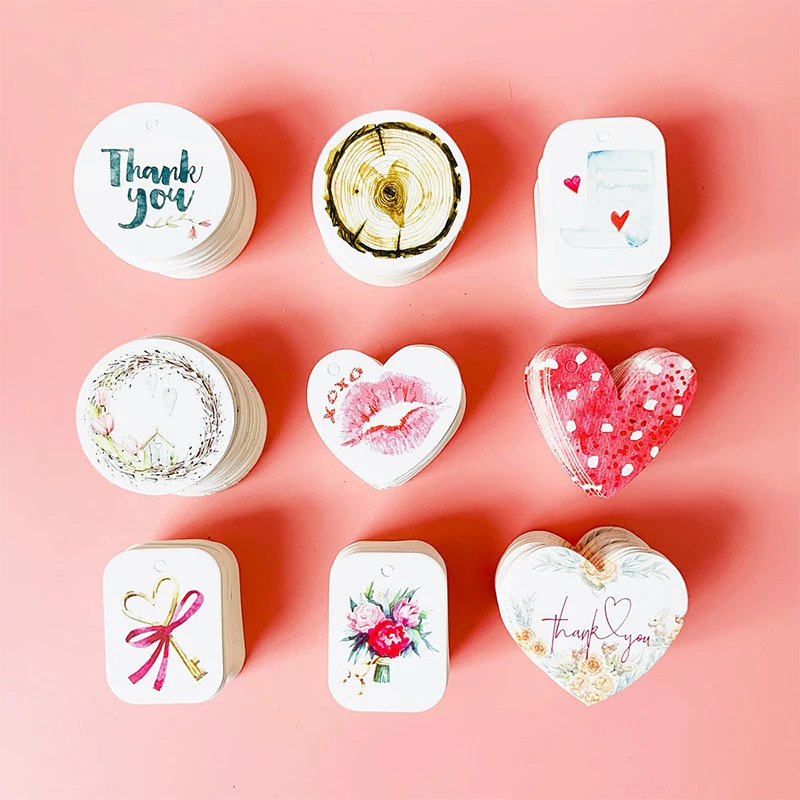 50 шт. благодарим Вас крафт-бумага бирки ручной работы многостильные с веревками