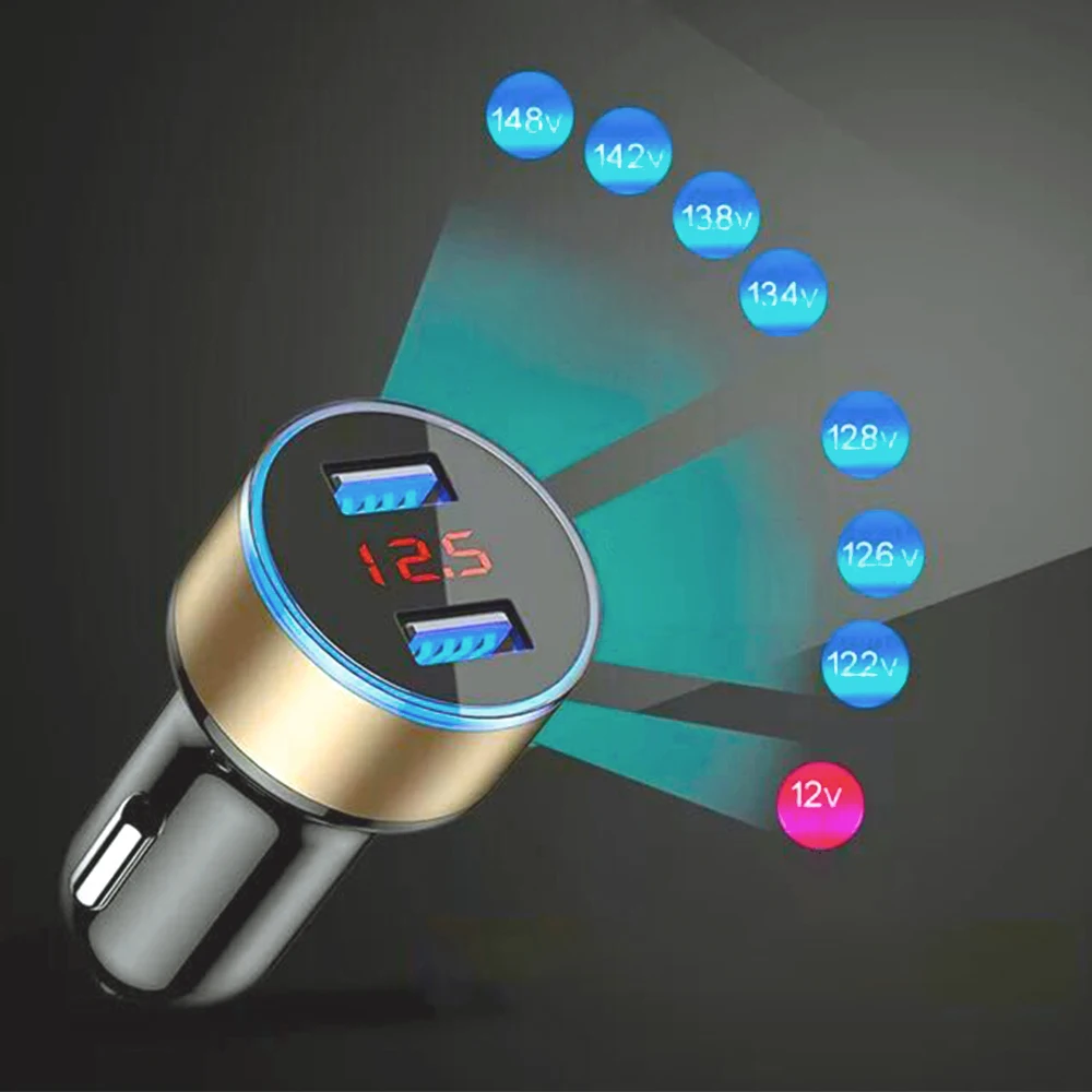 3.1A быстрое зарядное устройство двойной USB Автомобильное зарядное устройство ЖК-дисплей 12-24 в прикуриватель для IPhone для Xiaomi для samsung