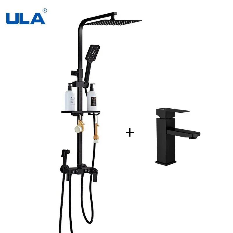 Термостатический смеситель для душа ULA кран раковины черного цвета с цифровым