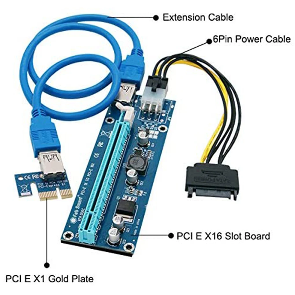 

USB 3.0 Mini PCI-E to PCIe PCI Express 1x to 16x Extender Riser Raiser Card Adapter SATA 4Pin Power Cable GPU Extender Board