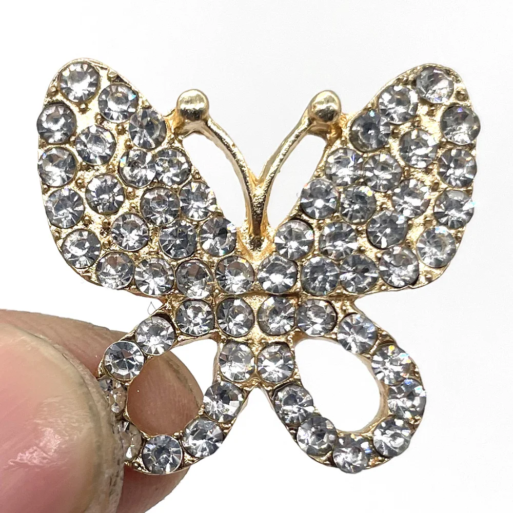 1pc Fashion Lady Rhinestone Butterfly JIBZ Croc Charms Accessories DIY Metal Crown Love Style Garden Shoe Decoration Girls Gift