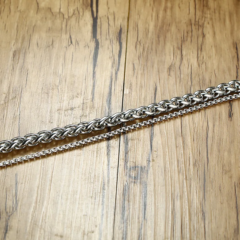 Браслет-цепочка Noter мужской двухслойный плетеный браслет из нержавеющей стали 3