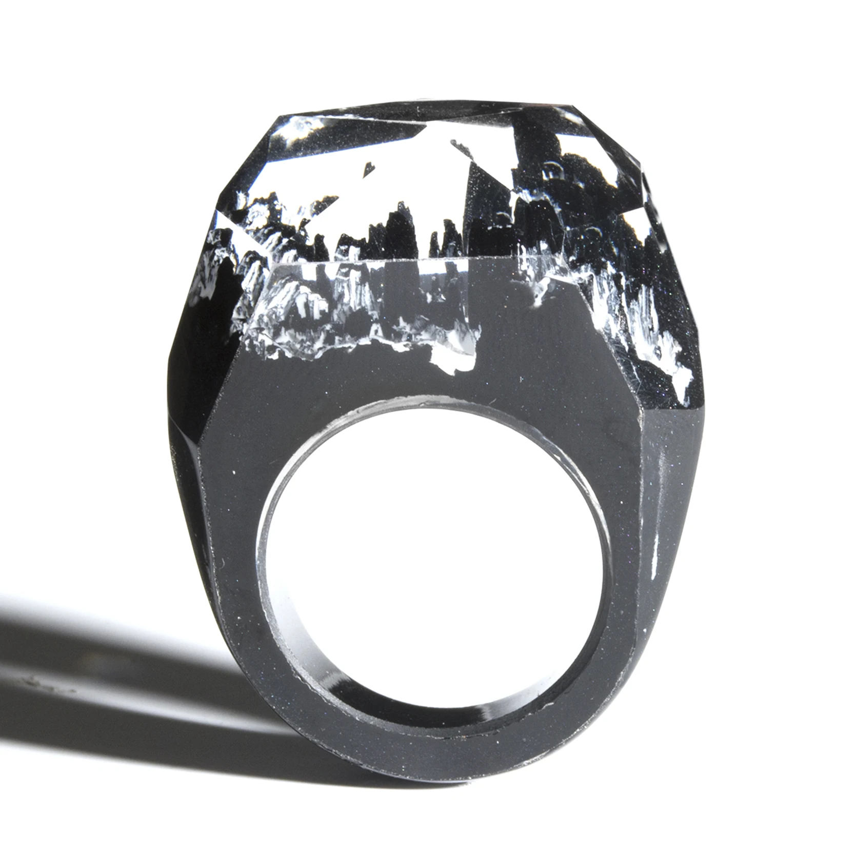 Винтажное кольцо из смолы эко эпоксидные украшения черный тайна магического