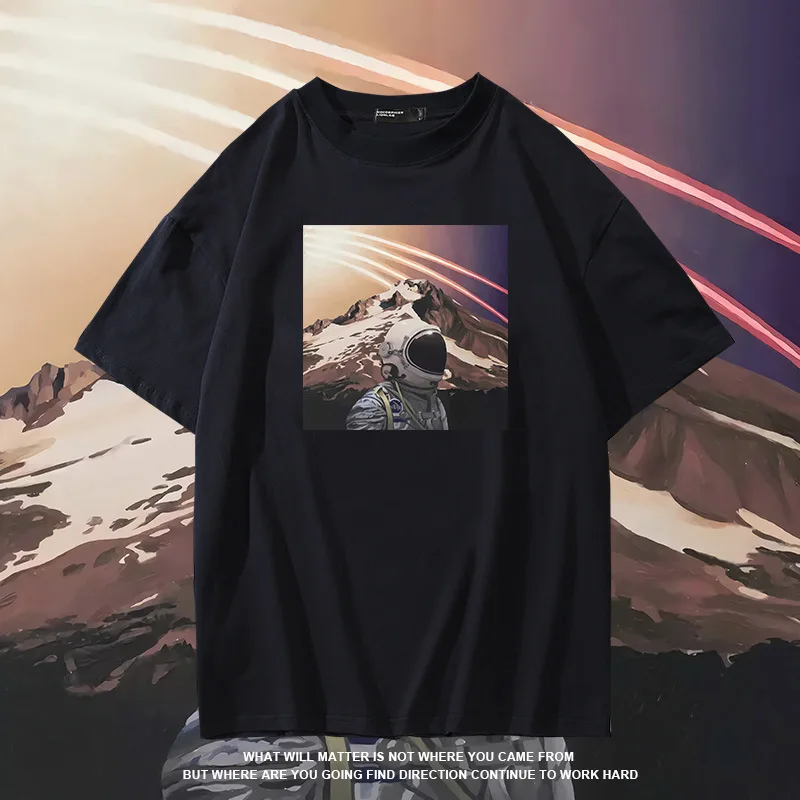 

New Summer Fashion Short Sleeve Cool Printed Men T shirt Top Funny Astronaut Design T-shirt Camisetas Hombre Streetwear Tshirt