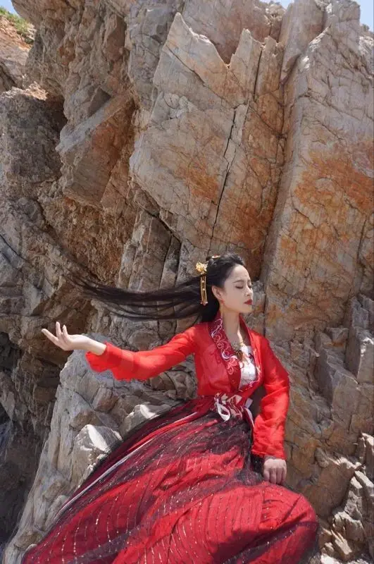 Женское платье Hanfu с баской костюм ханьфу Сказочная юбка свежая и элегантная