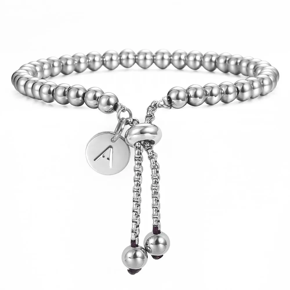 Silver Adjustable Trendsmax регулируемые бисерные браслеты из нержавеющей стали очаровательный браслет с буквой для мужчин и женщин ювелирные изделия подарок DB249 - Окраска металла: Silver Adjustable