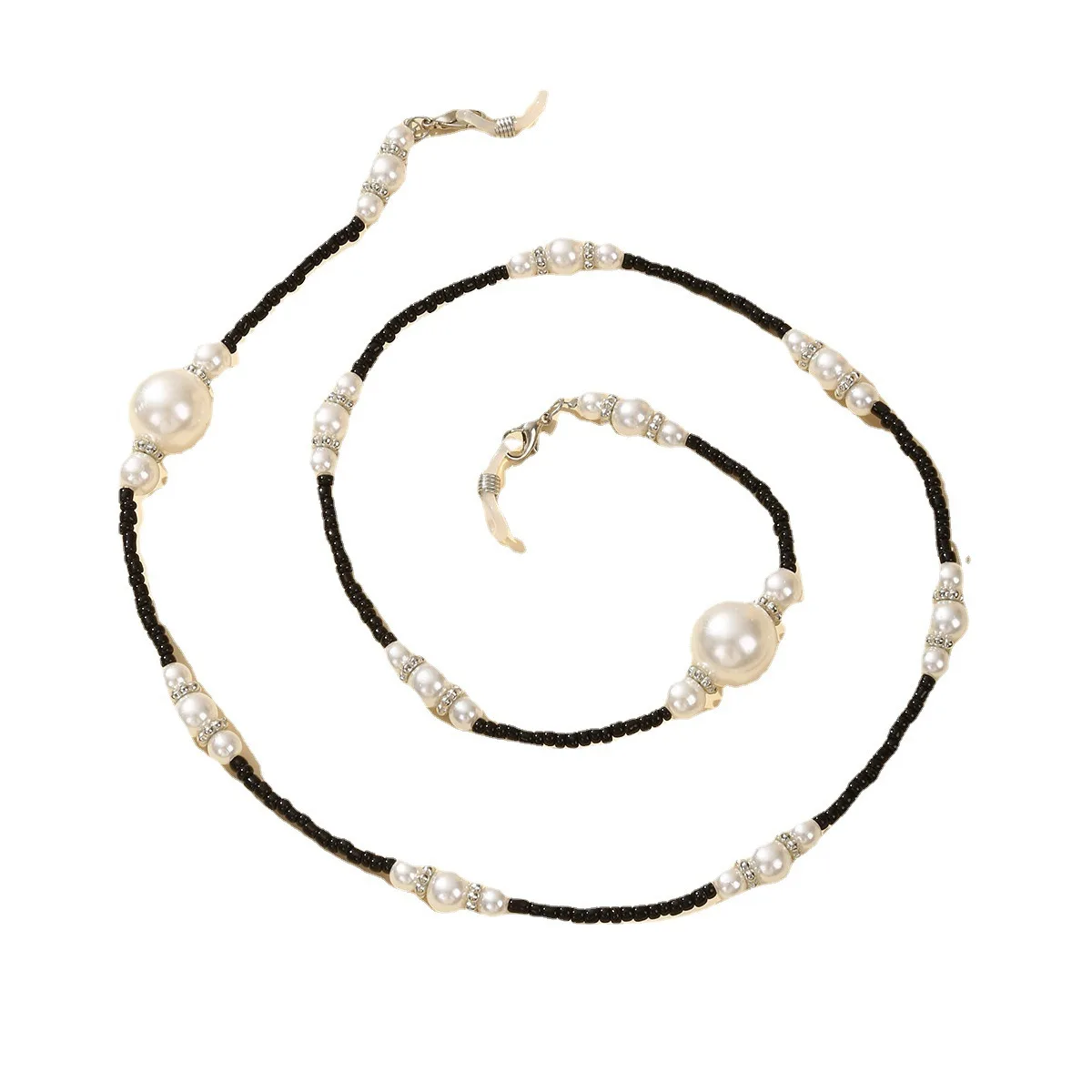 

Pearl Rice Beads Black and White Mixed Color Glasses Chain Mask Ladies Fashion Anti-lost Lanyard