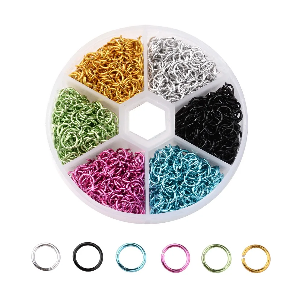 

6 Colors Aluminum Wire Open Jump Rings Mixed Color for DIY Jewelry Findings 20 Gauge 6x0.8mm;about 180pcs/color, 1080pcs/box