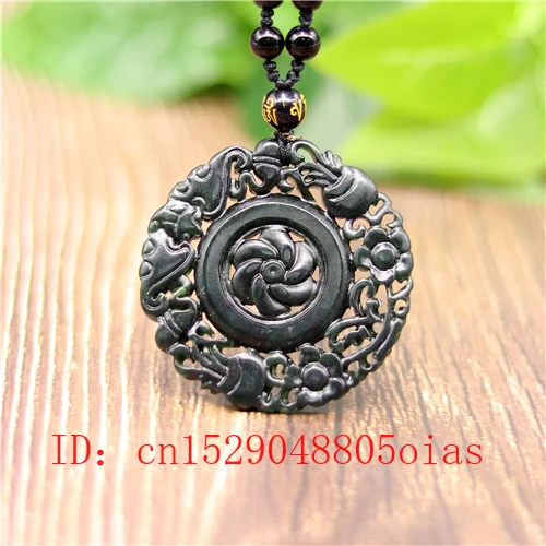 Ожерелье с бусинами из натурального черного и зеленого нефрита очаровательные