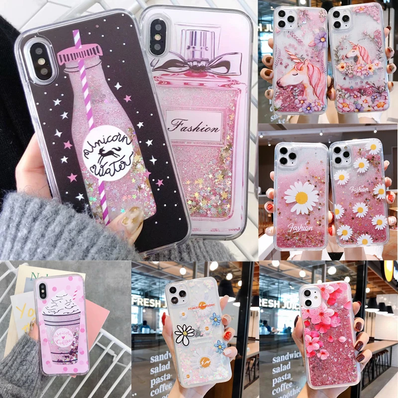 Жидкий мультяшный чехол мягкий силиконовый водяной для Huawei P40 P30 P20 Pro P10 P9 P8 Lite 2017 P