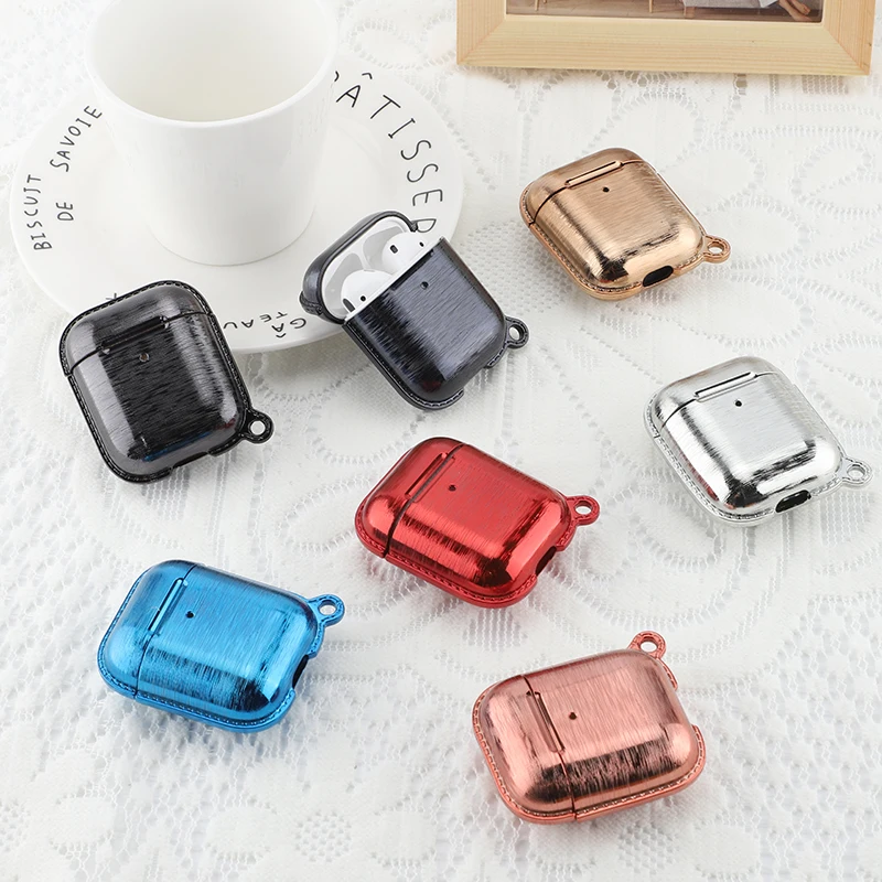 Apple Airpods 1/2 Case wiredrawing Electroplating Earphone Accessories Wireless Bluetooth Cover For iPhone Airpods 1 2 Case