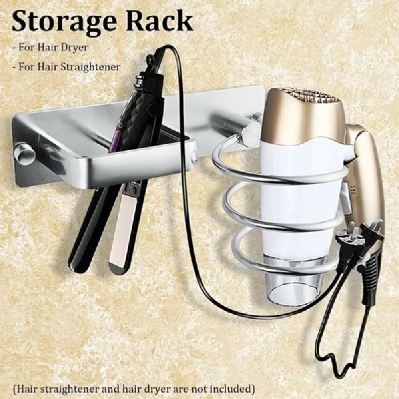 

Wall Mounted Hair Dryer Holder Spiral Storage Rack Hair Straightener /Curling Iron Organizer Hanger Bathroom Salon Shelf