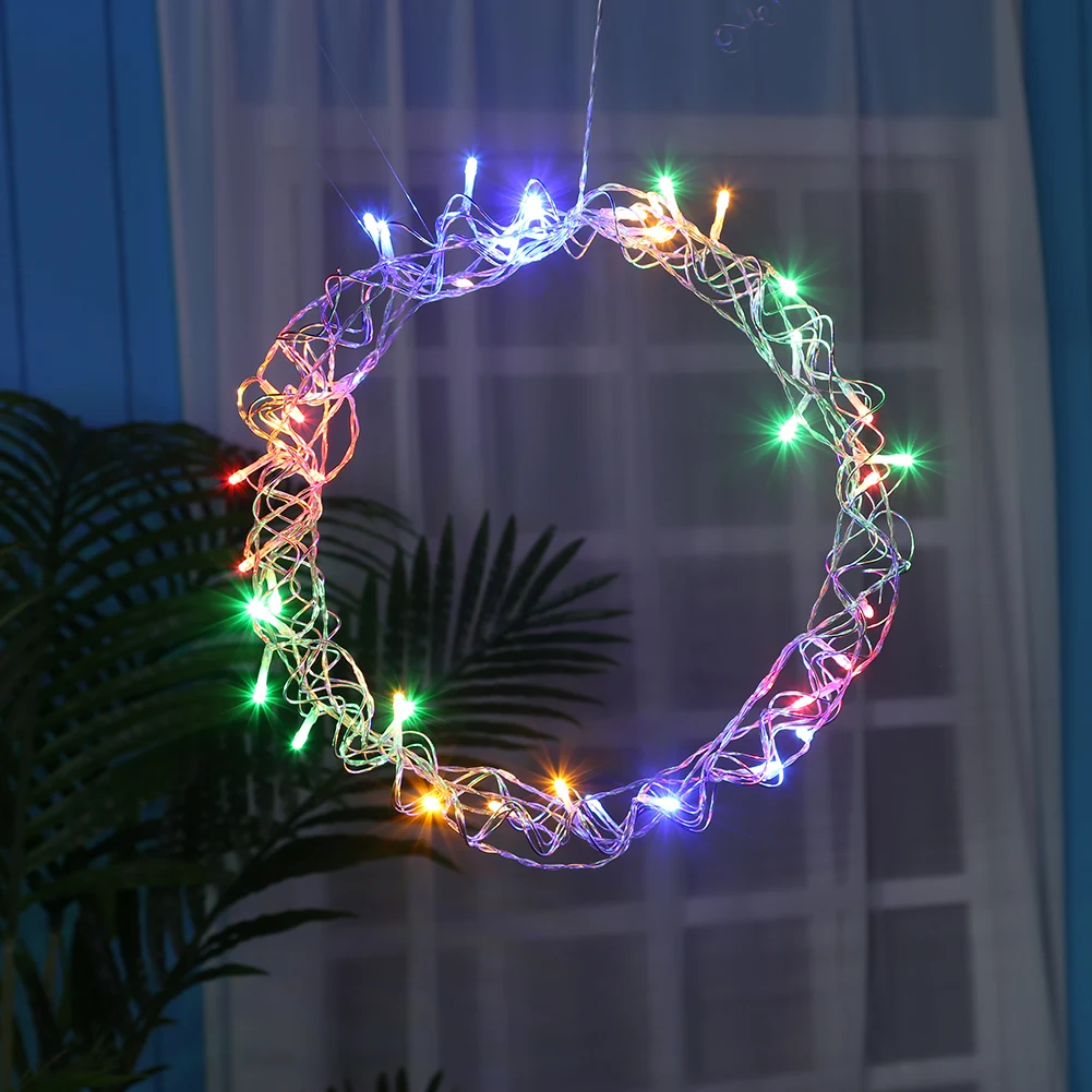 

Metal Hanging Garland LED String Light Outdoor Wreath Door Windows Hanger Living Room Decoration for Christmas Party Decoration