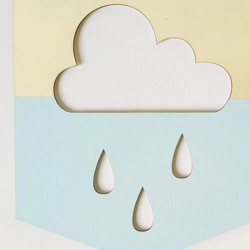 

Wooden Cloud Simple Rugged Decorative Rain Drops Wall Hanging for Home