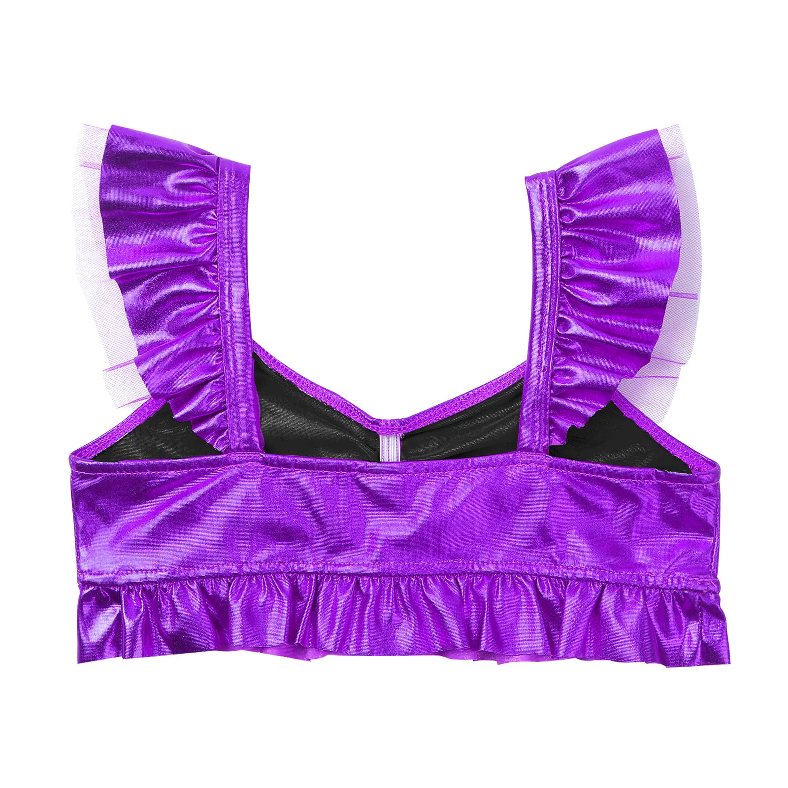 Маленькие дети девочки расклешенный рукав металлик Русалка кроп-топы с