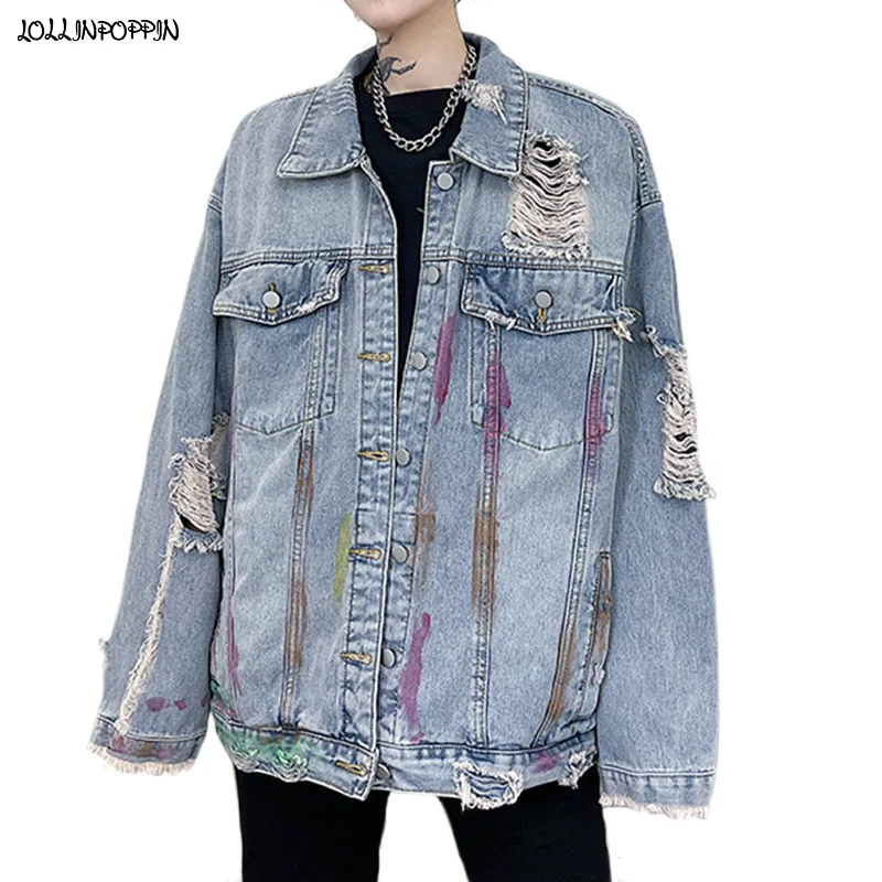 

Мужская рваная джинсовая куртка в стиле ретро