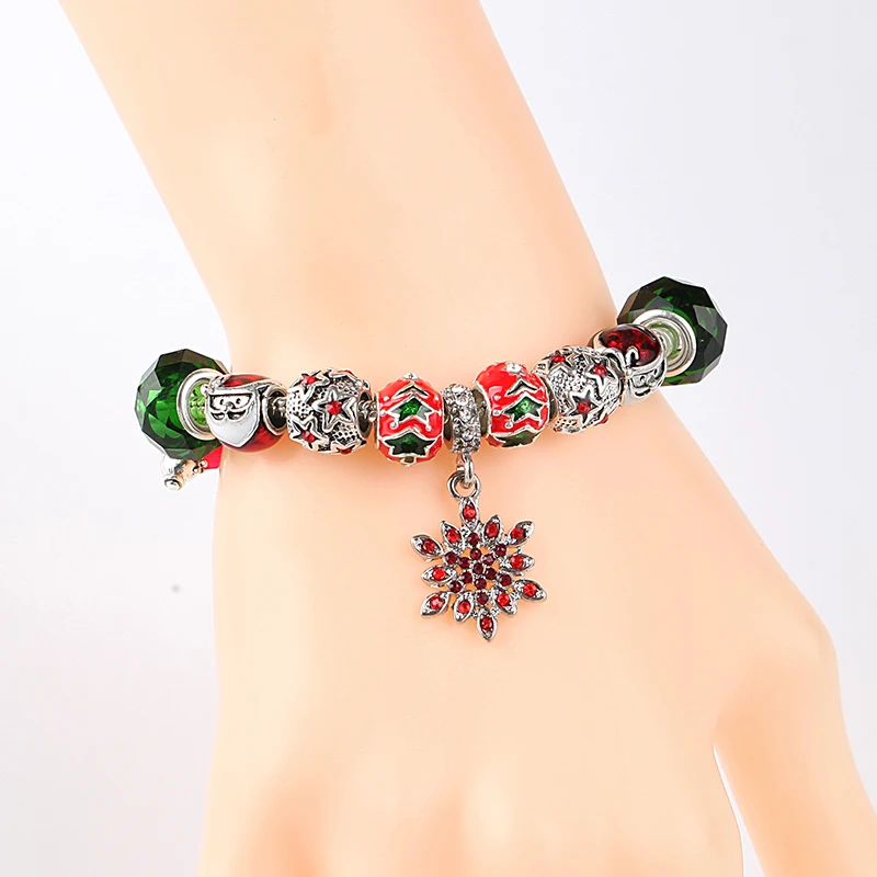 Дропшиппинг Снежинка Санта Клаус елка Рождественские Подвески Браслет женское