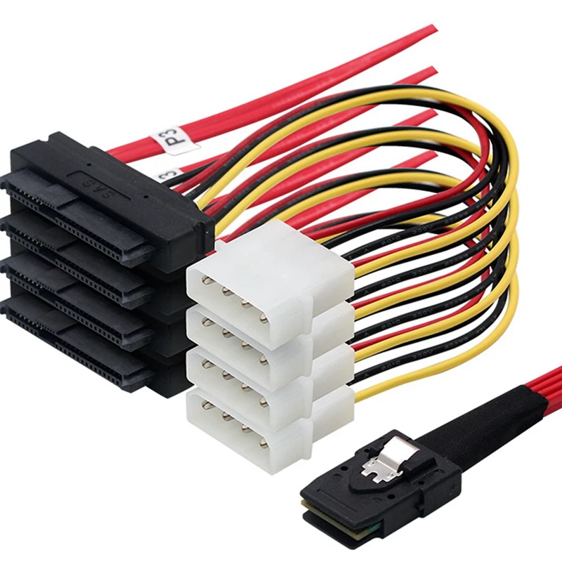 

Internal Mini SAS 36-Pin SFF-8087 to 4 SAS 29-Pin SFF-8482 Cable with 4Pin Power Connector Core Wire for SAS Hard Drive