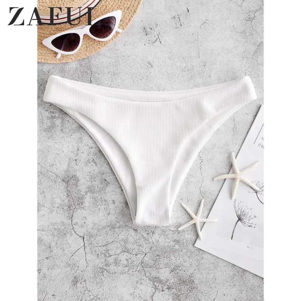 ZAFUL высокая нога ребристые простое бикини низ Цельный купальник трусики нижнее