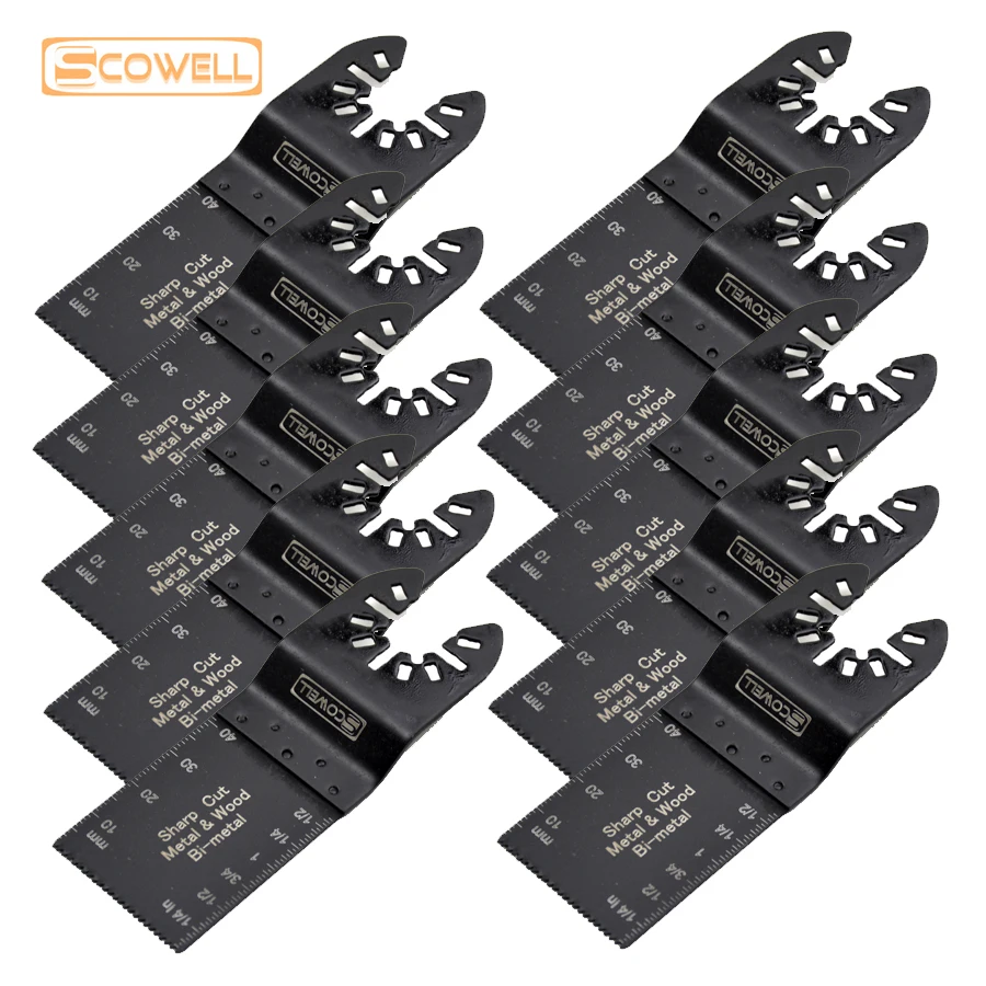 10Pack 34mm Bimetallic Replace Oscillating Saw Blades Fit for Wood and Soft Metal Cutting Renovation Plunge Multi Tool Saw Blade