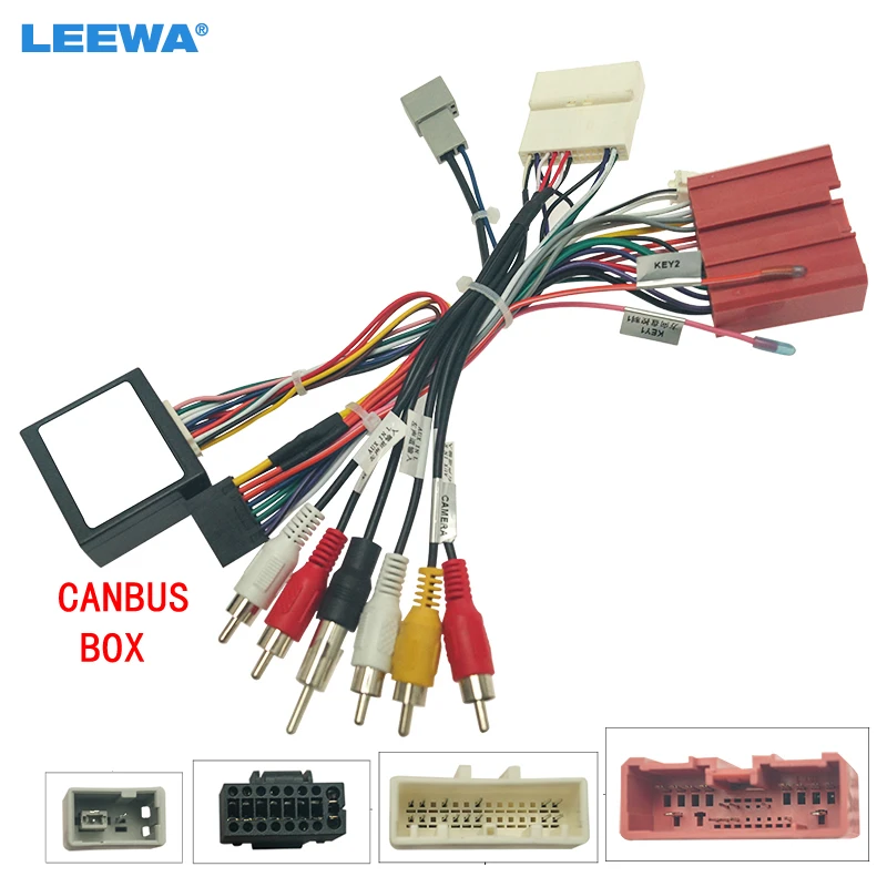 LEEWA автомобиля 16pin Android стерео жгут проводов Мощность кабелем адаптера с CAN-BUS для