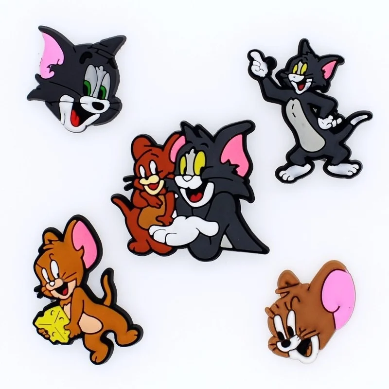 

Single Sale 1pcs Shoe Charms Cat and The Mouse Garden Shoe Accessories Buckle Decorations Fit Croc Wristband JIBZ Kids X-mas