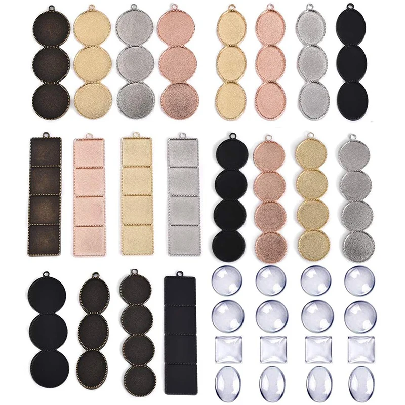 5 комплектов основа Подвески пустая рамка поднос с круглой овальной квадратной