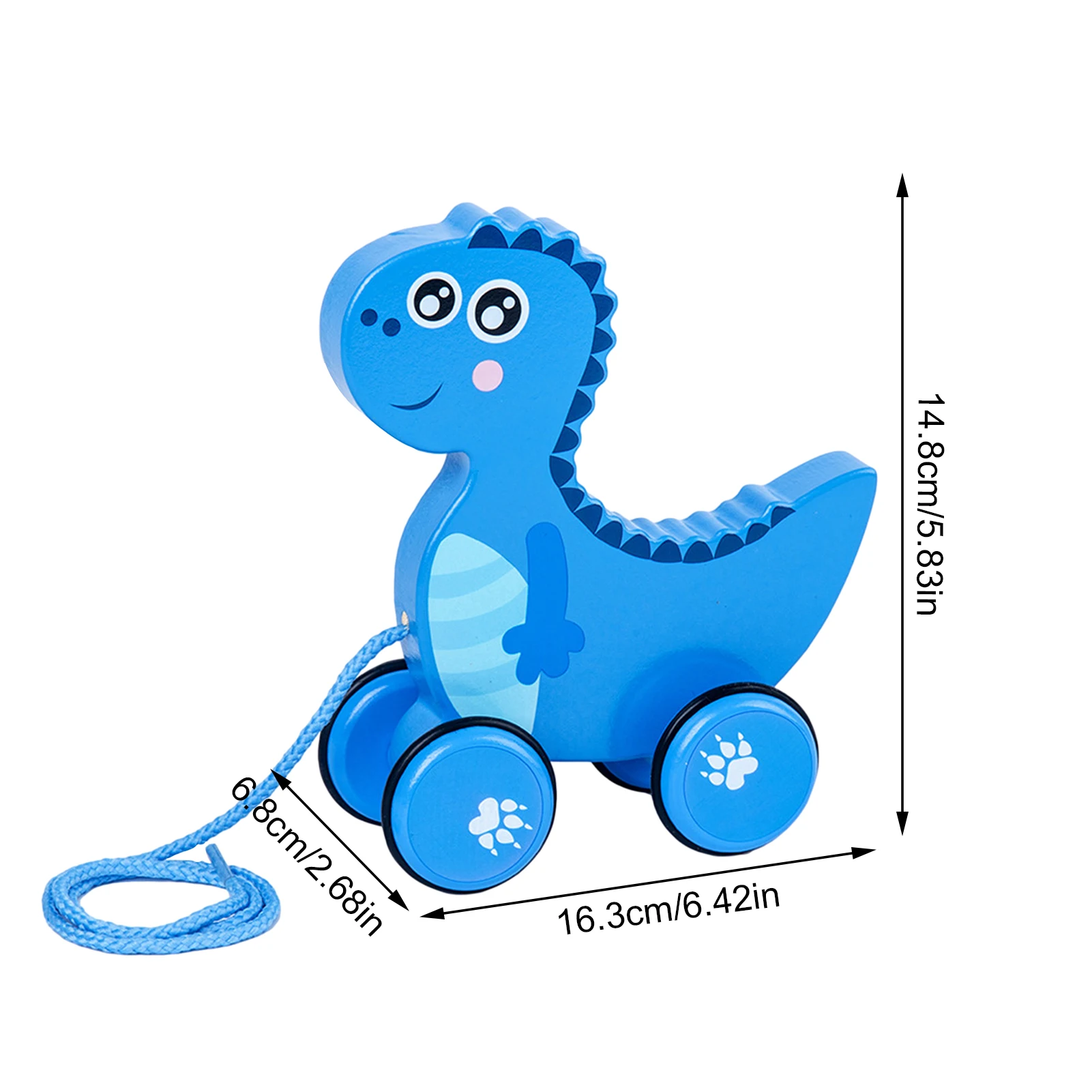

Newest Kids Pull Toys Cute Colorful Wooden Pull Walk Along Dinosaur Elephant Toy Development Intelligence Kid Gift Walking Toys